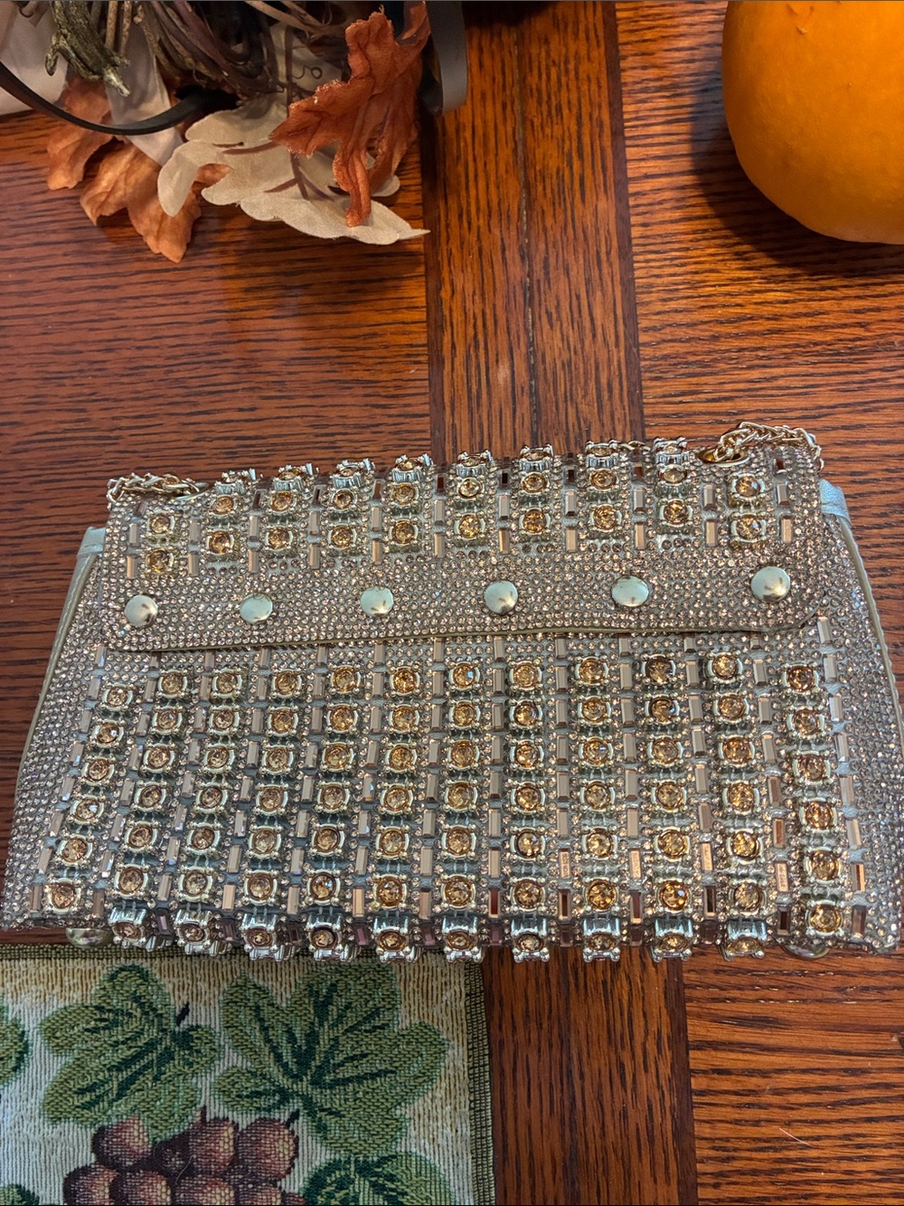 Lauren Lorraine Gold Beaded Crossbody Clutch